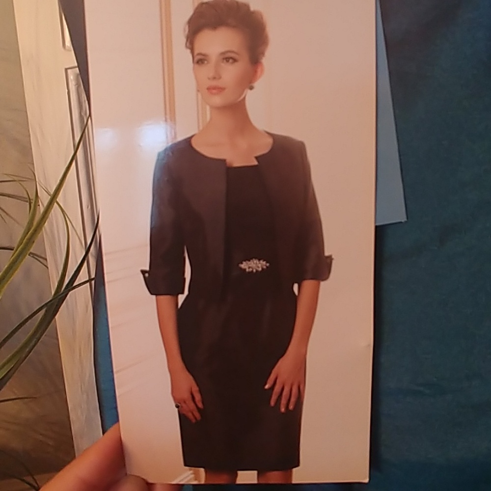 Jade by Jasmine Night BlueTaffeta Dress and Jacket - Picture 6 of 8